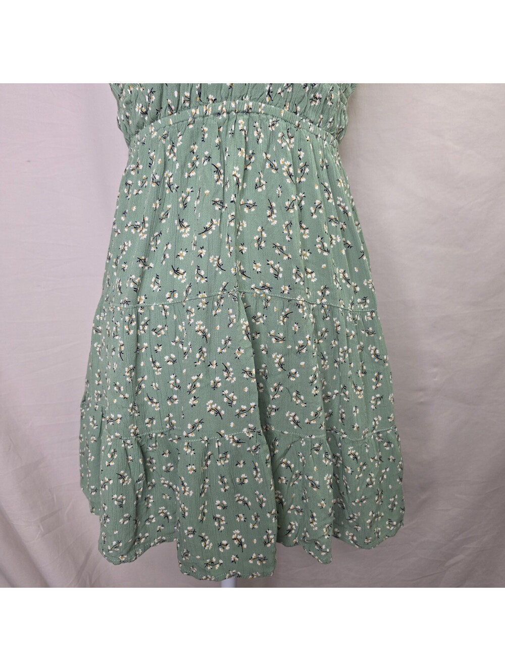 Angie Sage Green Ditsy Floral Ruched Tie Back Sundress Size L - Picture 3 of 7